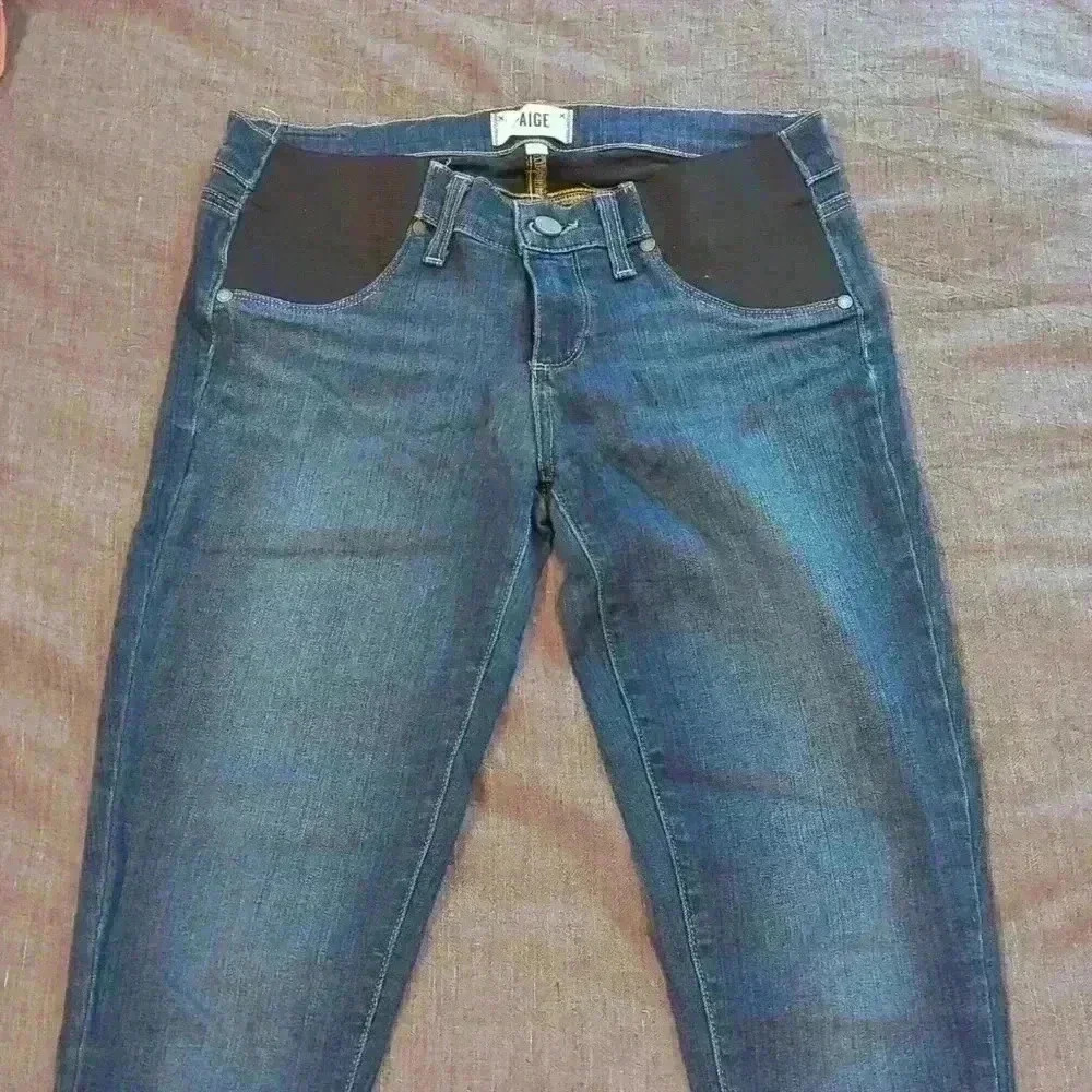 Paige maternity skinny dark wash denim (26) with underbelly side panels